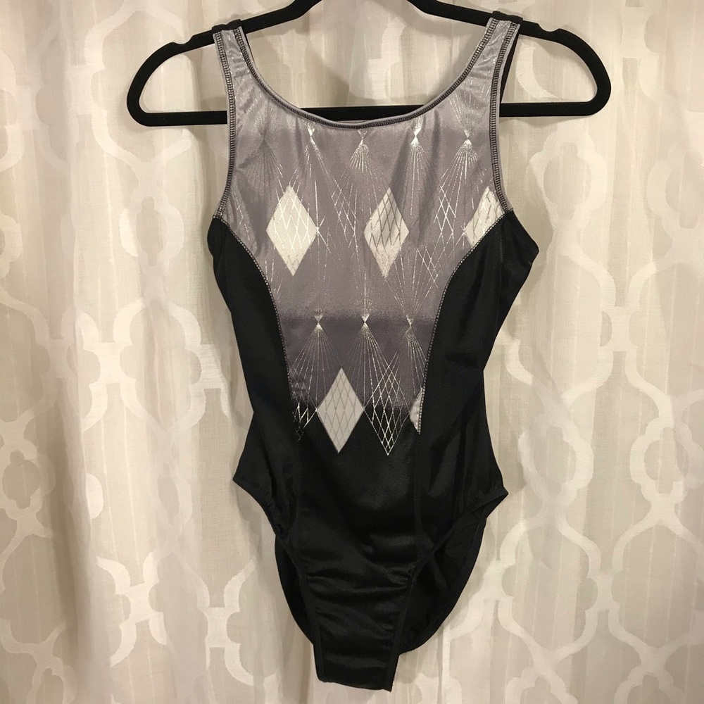 Vintage Jantzen Swimsuit Silver Diamond Razorback